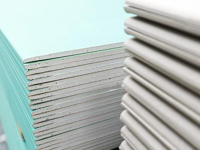 Drywalls and sheetrocks, regular and moisture resistant, ready to be installed in your home.